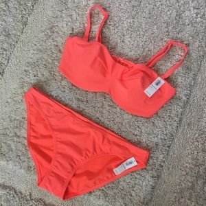 Coral Old Navy bikini top and bottom